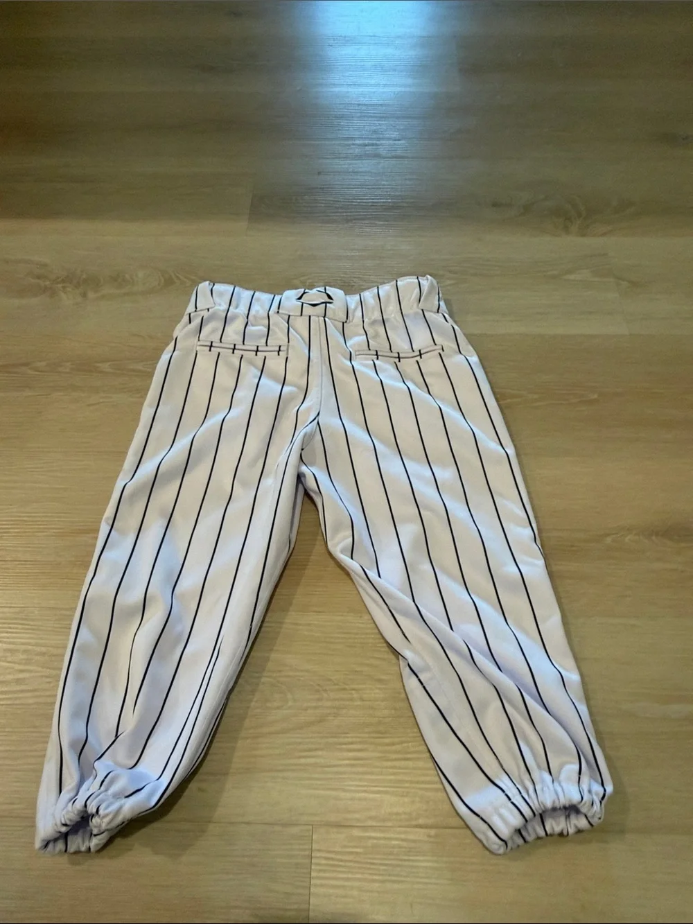 Kids White Pinstripe Baseball Pants
